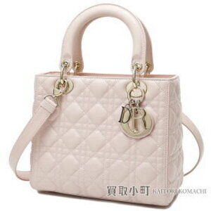Christian Dior Lady Classic Handbag Rose Powder Cannage Stitching Logo Charm